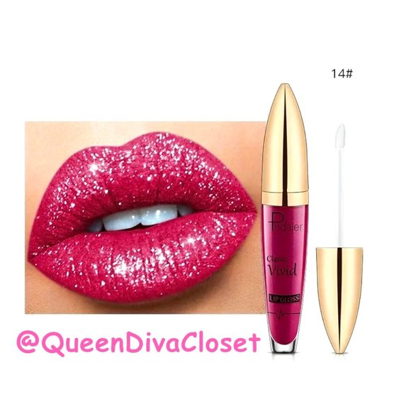 Lux Matte Magenta Dark Pink #14 Lasting Glitter Gloss Liquid Lipstick Tint - Picture 1 of 6